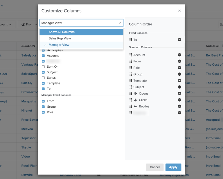 Screenshots of future versions of the emails list