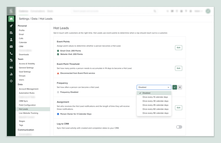 Screenshot of Final Settings UI
