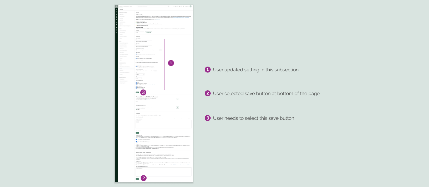 Screenshot of Settings page with 3 unmarked subsections