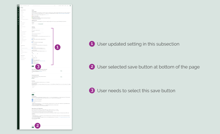 Screenshot of Settings page with 3 unmarked subsections